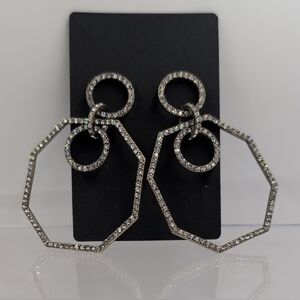 J. Crew Gold With Clear CrystalRhinestone Geometric Earrings